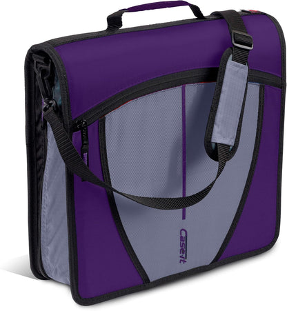 Case-it Mighty Zip Tab School Zipper Binder | 3-Inch O-Rings, 600-Sheet Capacity, 5-Subject Expanding File Folder, Multiple Pockets & Storage Organizer, Shoulder Strap | D-146 Jet Black