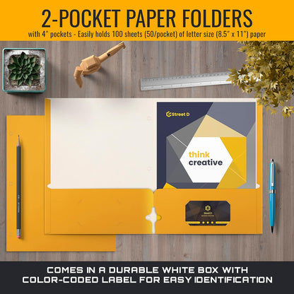 Better Office Products Two Pocket Portfolio Folders, 50-Pack, RED, Letter Size Paper Folders, 50 Pieces, Red