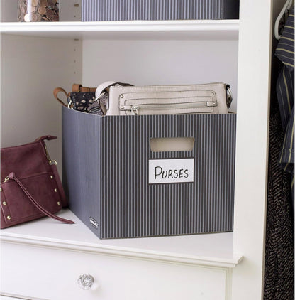 Bankers Box 4-Pack Pinstripe Design, Medium Duty File Storage Boxes with Lids, FastFold Assembly, Letter/Legal, STOR/FILE, (0029803)