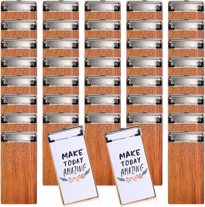 Epakh 20 Pcs Mini Clipboard Small Clipboards Wooden Half Page Clipboard Wood Check Presenters Kids Clipboards for Restaurant School Waitress Guest Server Books Menu Holder, 8 x 4 Inch
