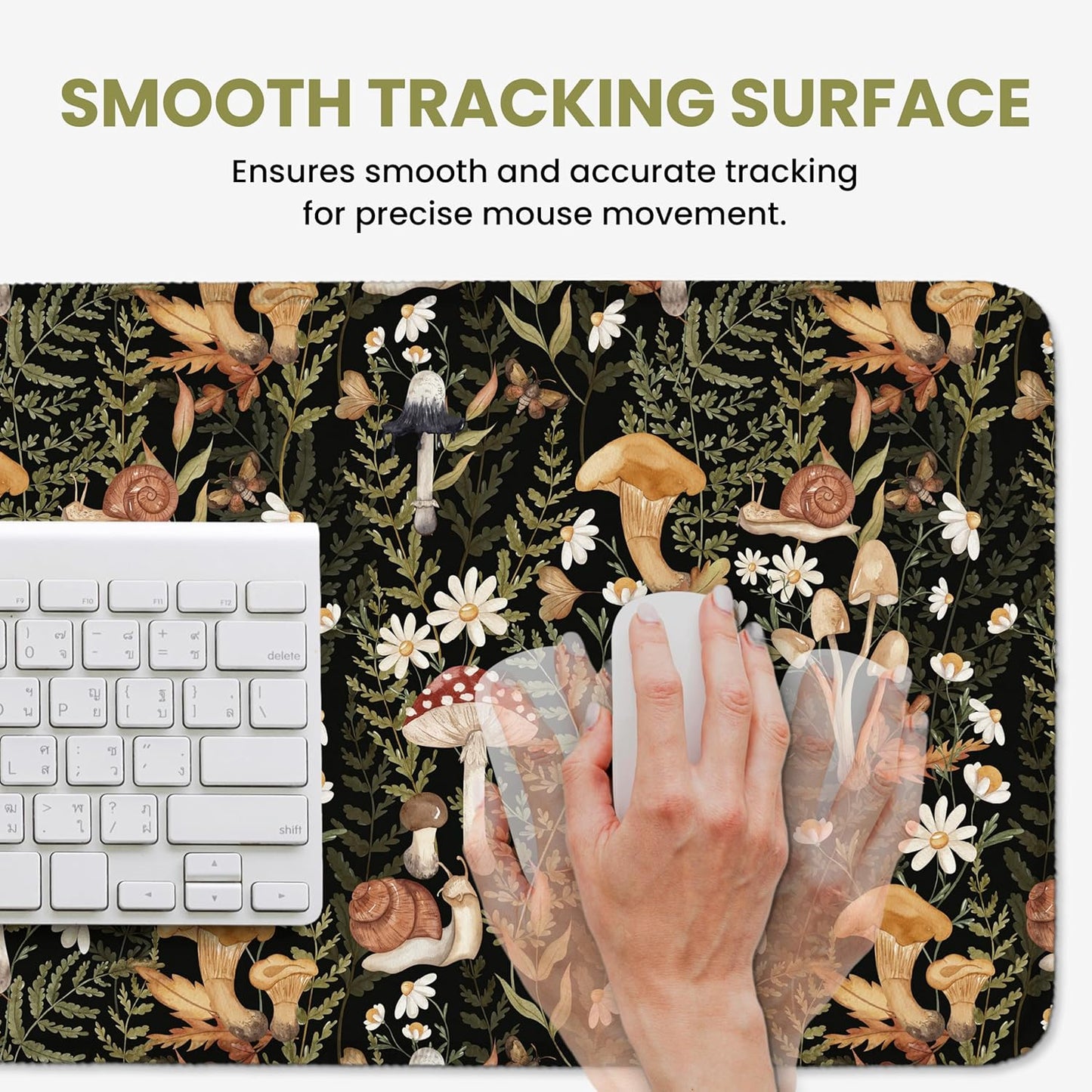 Large Mouse Pad for Desktop, Cute Desk Mat Pad Protector for Work & Gaming, Aesthetic Pretty Anti-Slip Laptop Blotter Cover for Office School Home Supplies, Wildflowers, 31.5" x 11.8"