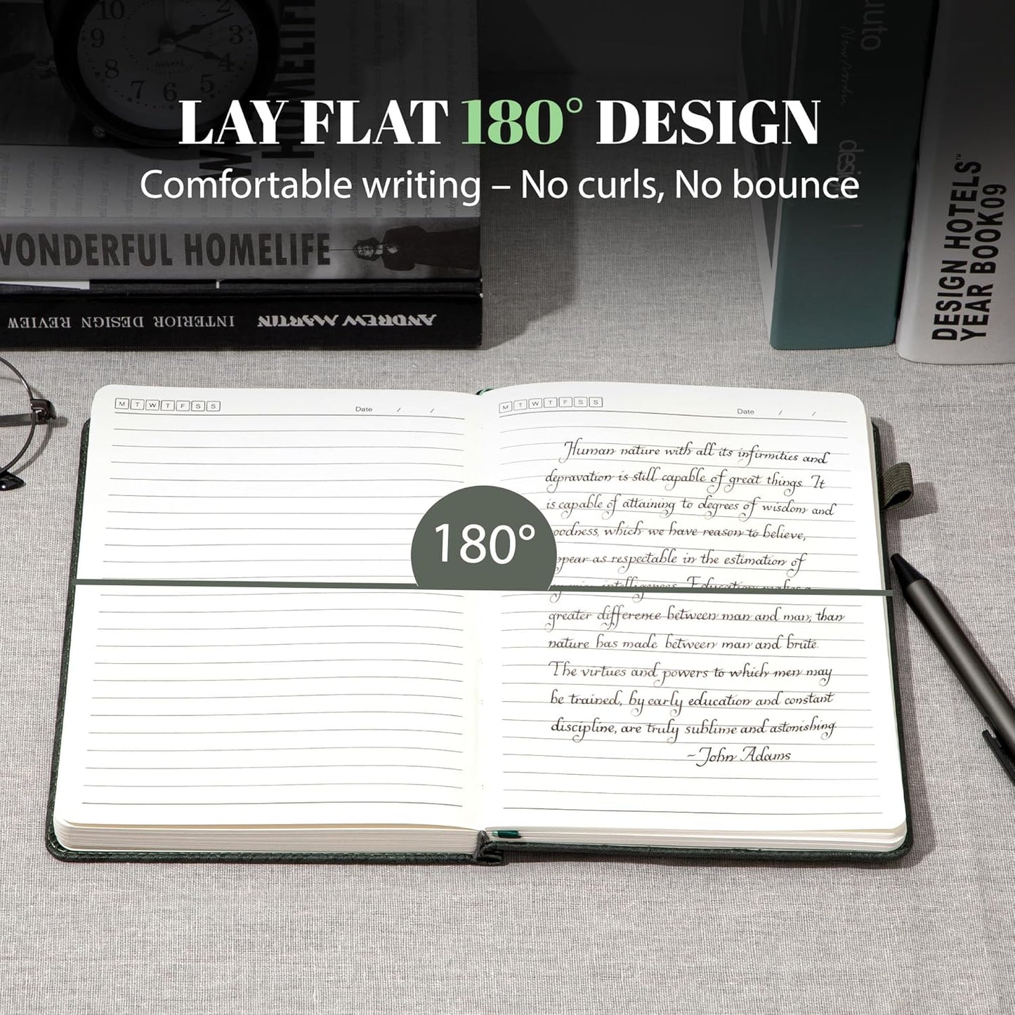 CAGIE Lined Journal for Men Women, Tree Growth Ring Leather Bound Journal Notebook, 256 Pages 100 GSM Journals for Writing, A5 Hardcover Journaling Notebooks for Work, Note Taking