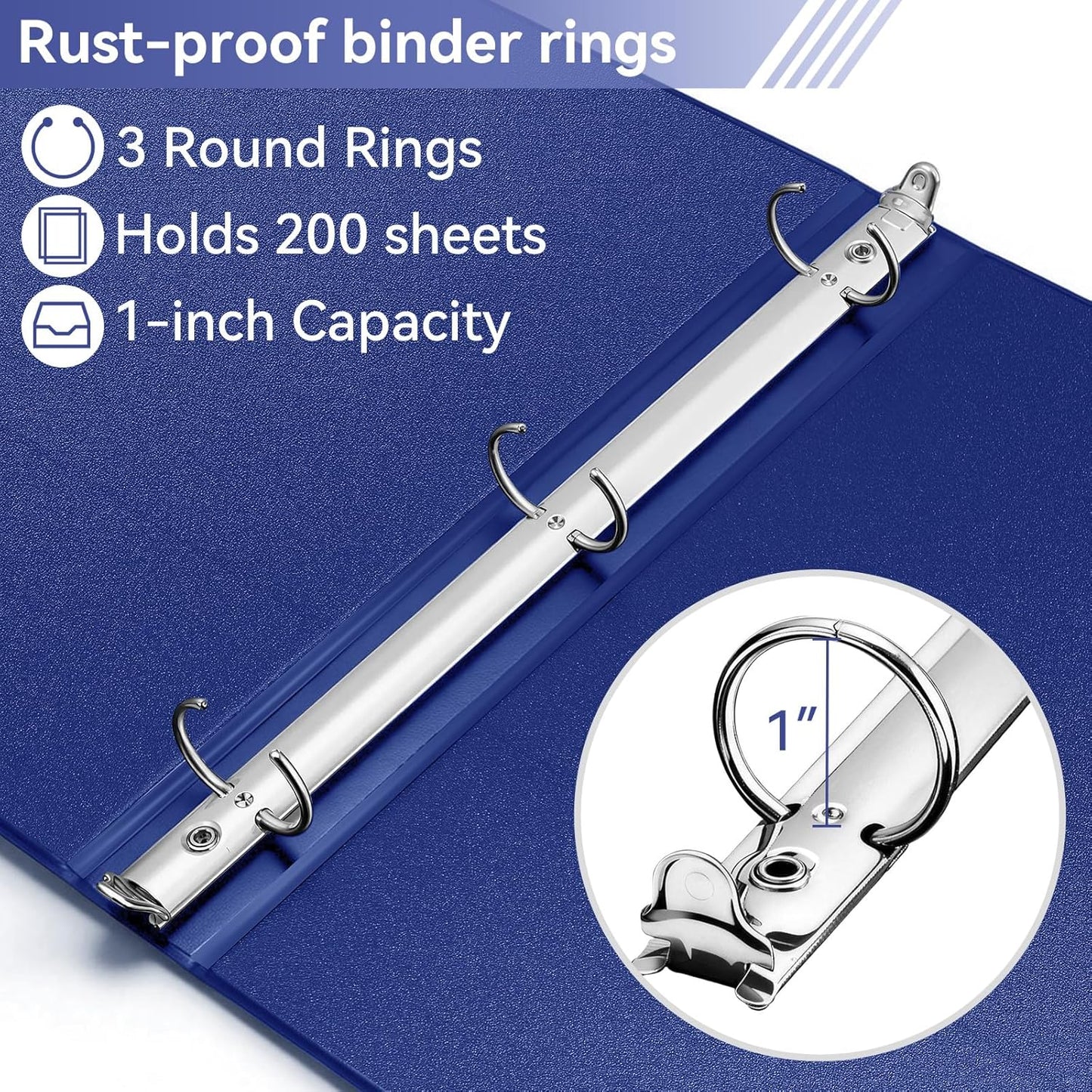 SUIN 1 Inch 3 Ring Binder, Clear 1'' View Presentation Binders with 2 Pockets, Fits 8.5 x 11 Letter Size, Durable Polypropylene, Non-Stick & PVC-Free for School, Office & Home (Orange)