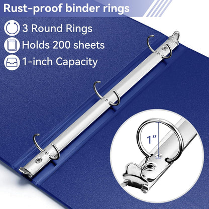 SUIN 1 Inch 3 Ring Binder, Clear 1'' View Presentation Binders with 2 Pockets, Fits 8.5 x 11 Letter Size, Durable Polypropylene, Non-Stick & PVC-Free for School, Office & Home (Orange)