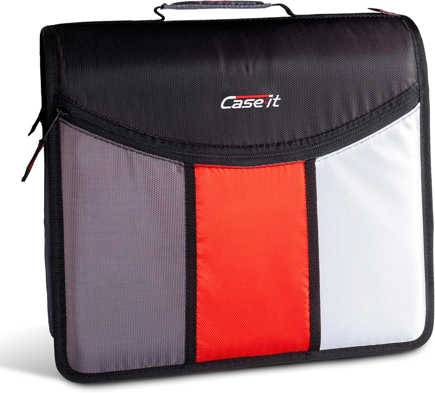 Case-it Mighty Zip Tab School Zipper Binder | 3-Inch O-Rings, 600-Sheet Capacity, 5-Subject Expanding File Folder, Multiple Pockets & Storage Organizer, Shoulder Strap | D-146 Jet Black