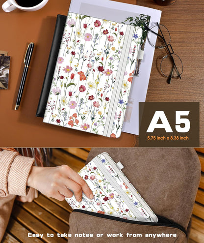 Lined Journal Notebook for Women Men, 256 Numbered Pages Hardcover Leather Journals for Writing, A5 Journaling Notebooks, College Ruled Journal for Business Work School Note Taking 5.75" x 8.38" Brown