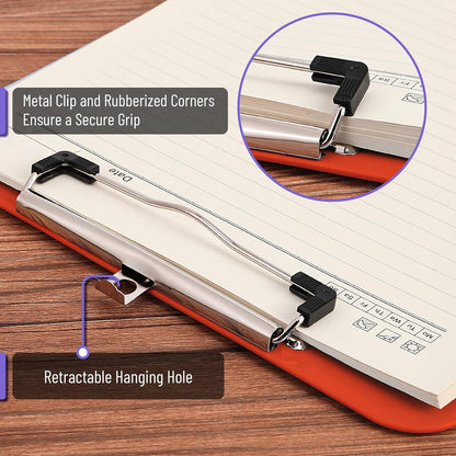 Mr. Pen- Plastic Clipboard, Letter Size, Black, Clipboard Plastic, Low-Profile Metal Clip with Retractable Hanging Hole