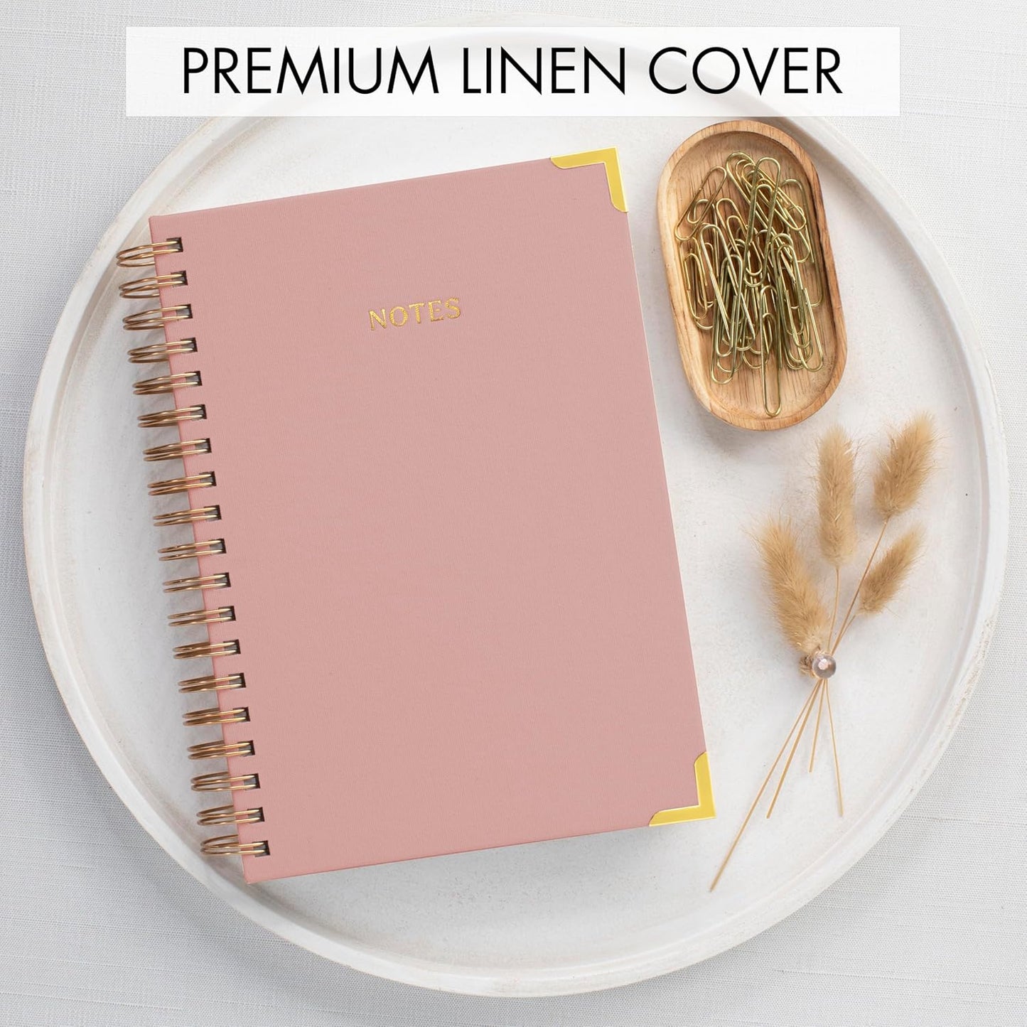 Aesthetic Thick Spiral Notebook Journal For Women in B5 Format - Modern Linen Hardcover College Ruled Note Book With 300 Lined Pages - Perfect For Writing And Staying Organized at Work or School