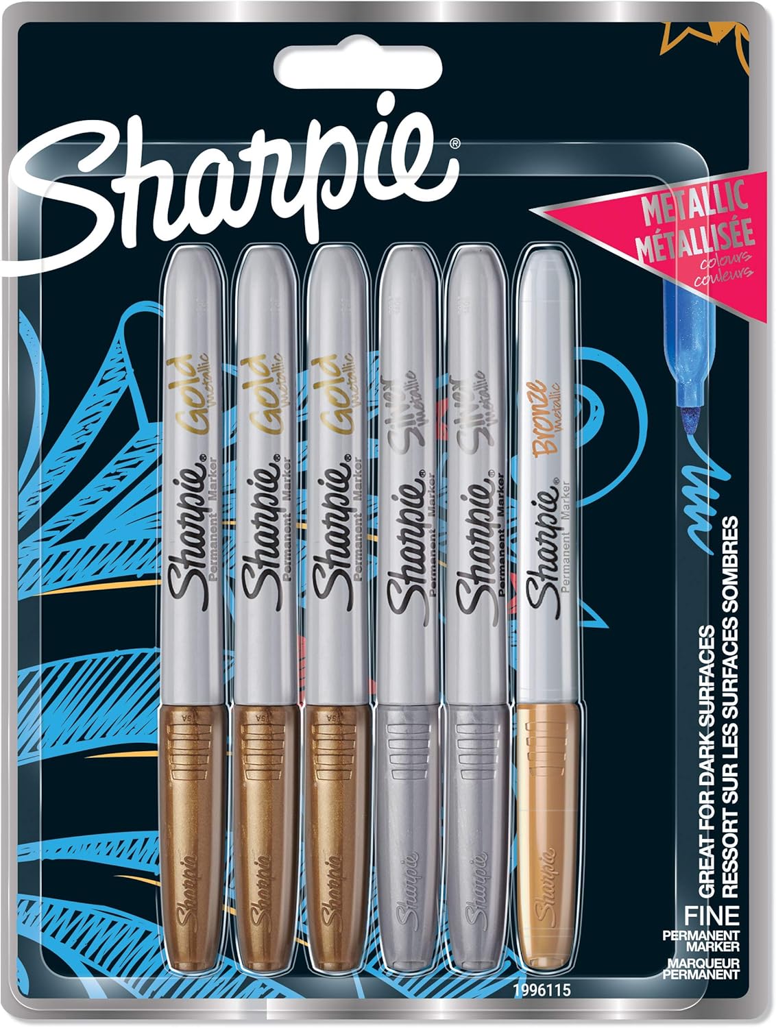 Sharpie Metallic Permanent Markers | Fine Point for Bold Details | Gold | 1 Marker Pen