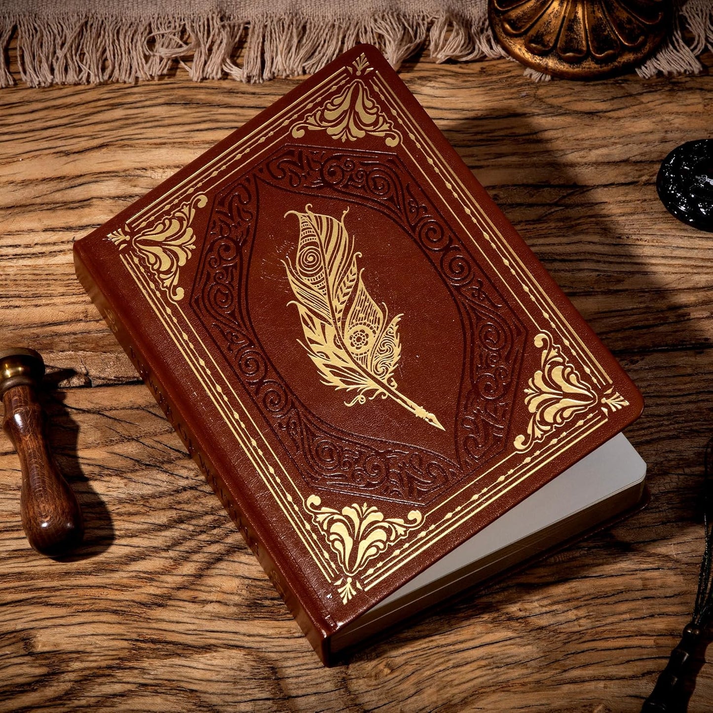 CAGIE 320 Pages Thick Hardcover Journaling Notebooks Vintage Leather Journal for Women Men A5 College Ruled Journals for Writing with Gift Box, 5.7 x 8.3 in, Blue