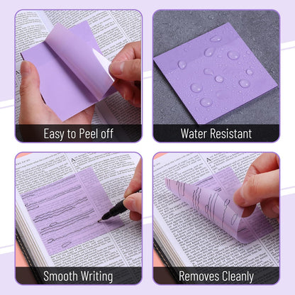 Mr. Pen- Transparent Sticky Notes, 3" x 3", 12 Pads, 600 Sheets, See Through Self-Adhesive Notes for Bible Journaling and Studying, Water-Resistant, Easy to Peel, Clean Removal