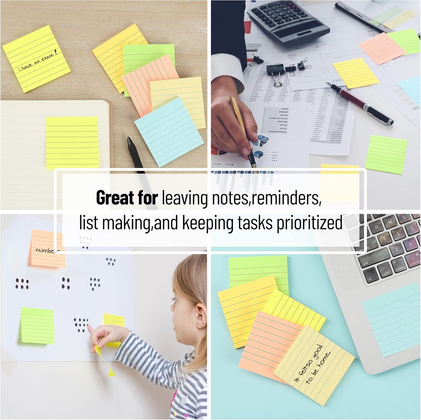 Mr. Pen- Lined Sticky Notes, 3" x 3", 12 Pads, 60 Sheets/Pad, Morandi Color, Bulk Sticky Notes with Lines, Ruled Post Stickies, Memo Pads, Self-Stick Note Pad for Office, School, Home, Study
