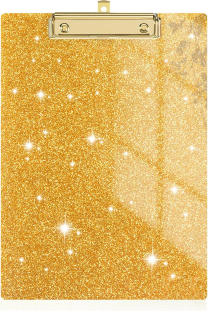 Rimilak Acrylic Glitter Clipboards, Sparkly Board with Low Profile Gold Clip, Designed for Classroom School and Office Use, A4 Letter Size 9 x 12.5 in, Pink