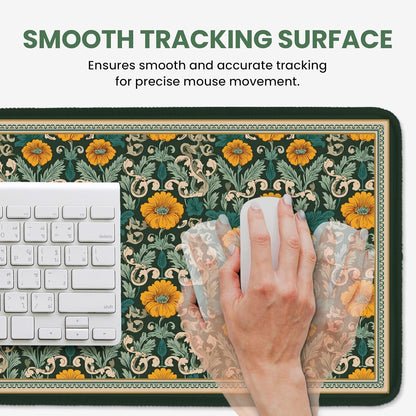 Large Mouse Pad for Desktop, Cute Desk Mat Pad Protector for Work & Gaming, Aesthetic Pretty Anti-Slip Laptop Blotter Cover for Office School Home Supplies, Wildflowers, 31.5" x 11.8"