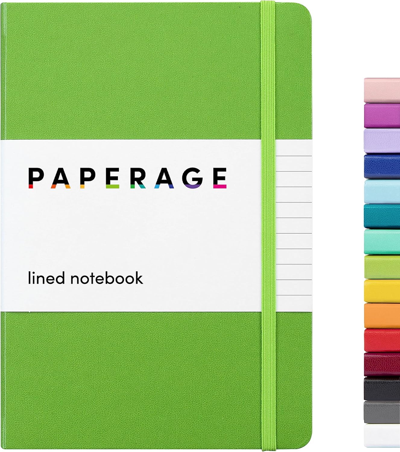 PAPERAGE Lined Journal Notebook, (Black), 160 Pages, Medium 5.6 in x 8 in - 100 GSM Thick Paper – Hardcover Journaling Notebook for Work, School & Note Taking