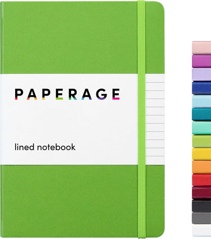 PAPERAGE Lined Journal Notebook, (Black), 160 Pages, Medium 5.6 in x 8 in - 100 GSM Thick Paper – Hardcover Journaling Notebook for Work, School & Note Taking