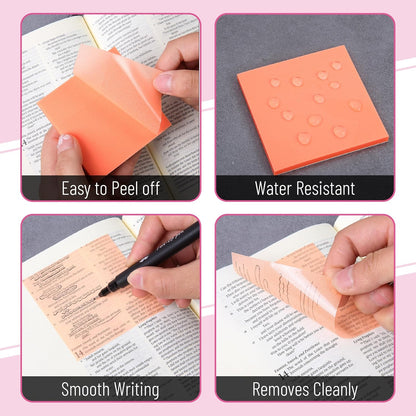 Mr. Pen- Transparent Glitter Sticky Notes, 3”x3”, 12 Pads, 600 Sheets, Colorful, Plastic Glitter Sticky Notes Bulk, Self-Stick Note Pads for Women, Office, School, Home, Study & Organization