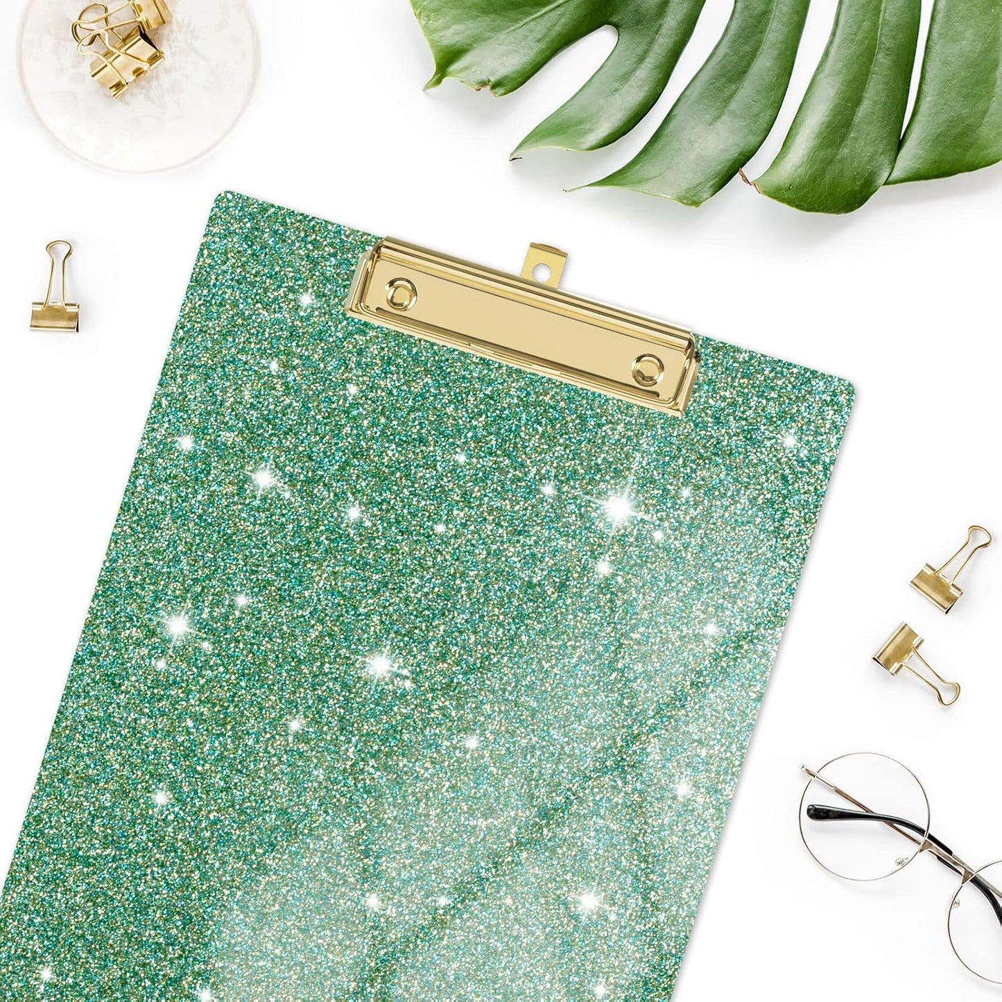 Rimilak Acrylic Glitter Clipboards, Sparkly Board with Low Profile Gold Clip, Designed for Classroom School and Office Use, A4 Letter Size 9 x 12.5 in, Pink