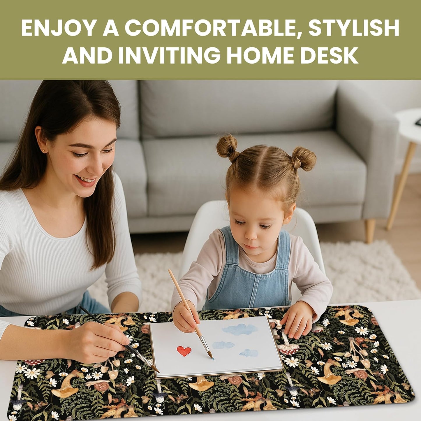 Large Mouse Pad for Desktop, Cute Desk Mat Pad Protector for Work & Gaming, Aesthetic Pretty Anti-Slip Laptop Blotter Cover for Office School Home Supplies, Wildflowers, 31.5" x 11.8"