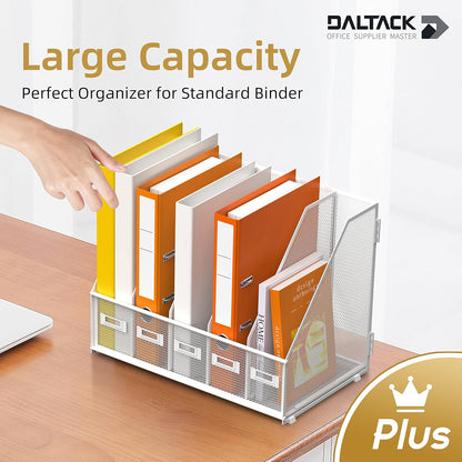 DALTACK 4 Vertical Compartments Magazine File Holder, Binder Organizer, Metal Desk Organizers for Office Home School Classroom Organization, Black