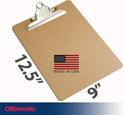 Officemate Recycled Wood Clipboard, 6 Inch Clip, 1 Pack Clipboard, Letter Size (9 x 12.5 Inches), Brown (83100)