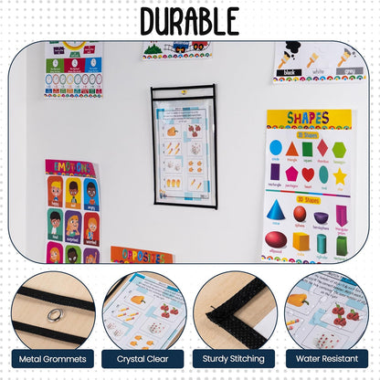 Essex Wares - 6 Pack, Assorted, Dry Erase Pocket Document Protectors, 10" Wide x 13.5" Tall- Dry Erase Clear Plastic Sleeves - Reusable & Easy Erase Plastic Invoice Holders, Water-Resistant & Durable