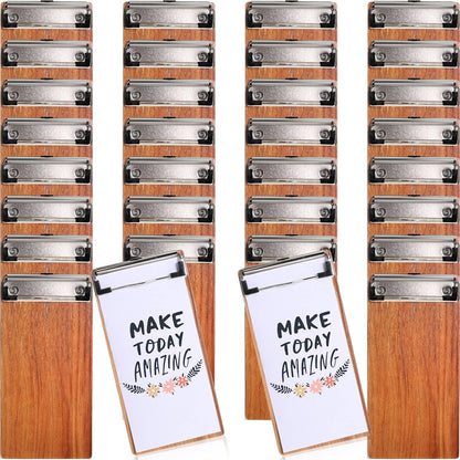 Epakh 20 Pcs Mini Clipboard Small Clipboards Wooden Half Page Clipboard Wood Check Presenters Kids Clipboards for Restaurant School Waitress Guest Server Books Menu Holder, 8 x 4 Inch