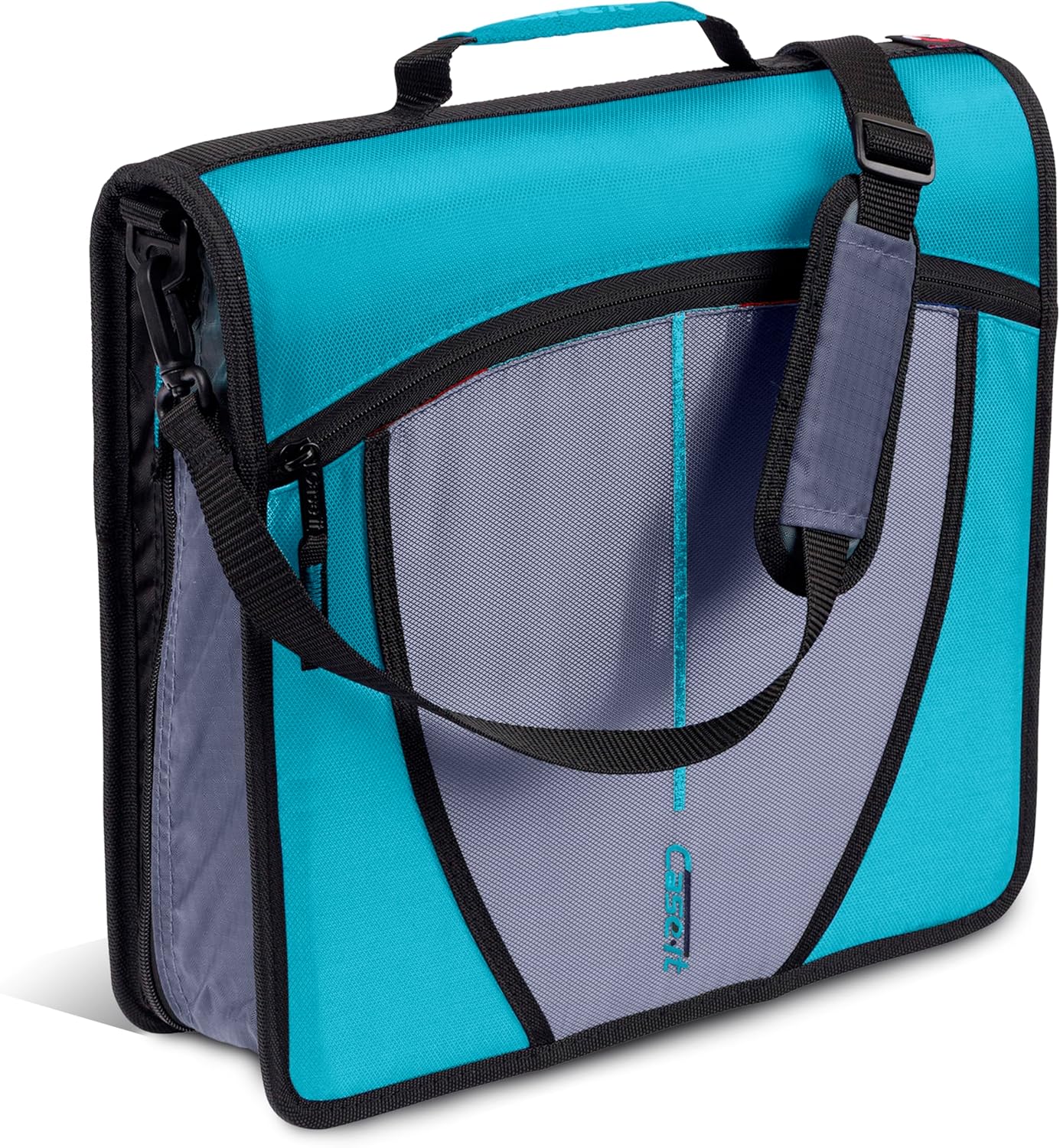 Case-it Mighty Zip Tab School Zipper Binder | 3-Inch O-Rings, 600-Sheet Capacity, 5-Subject Expanding File Folder, Multiple Pockets & Storage Organizer, Shoulder Strap | D-146 Jet Black