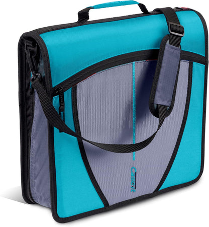 Case-it Mighty Zip Tab School Zipper Binder | 3-Inch O-Rings, 600-Sheet Capacity, 5-Subject Expanding File Folder, Multiple Pockets & Storage Organizer, Shoulder Strap | D-146 Jet Black