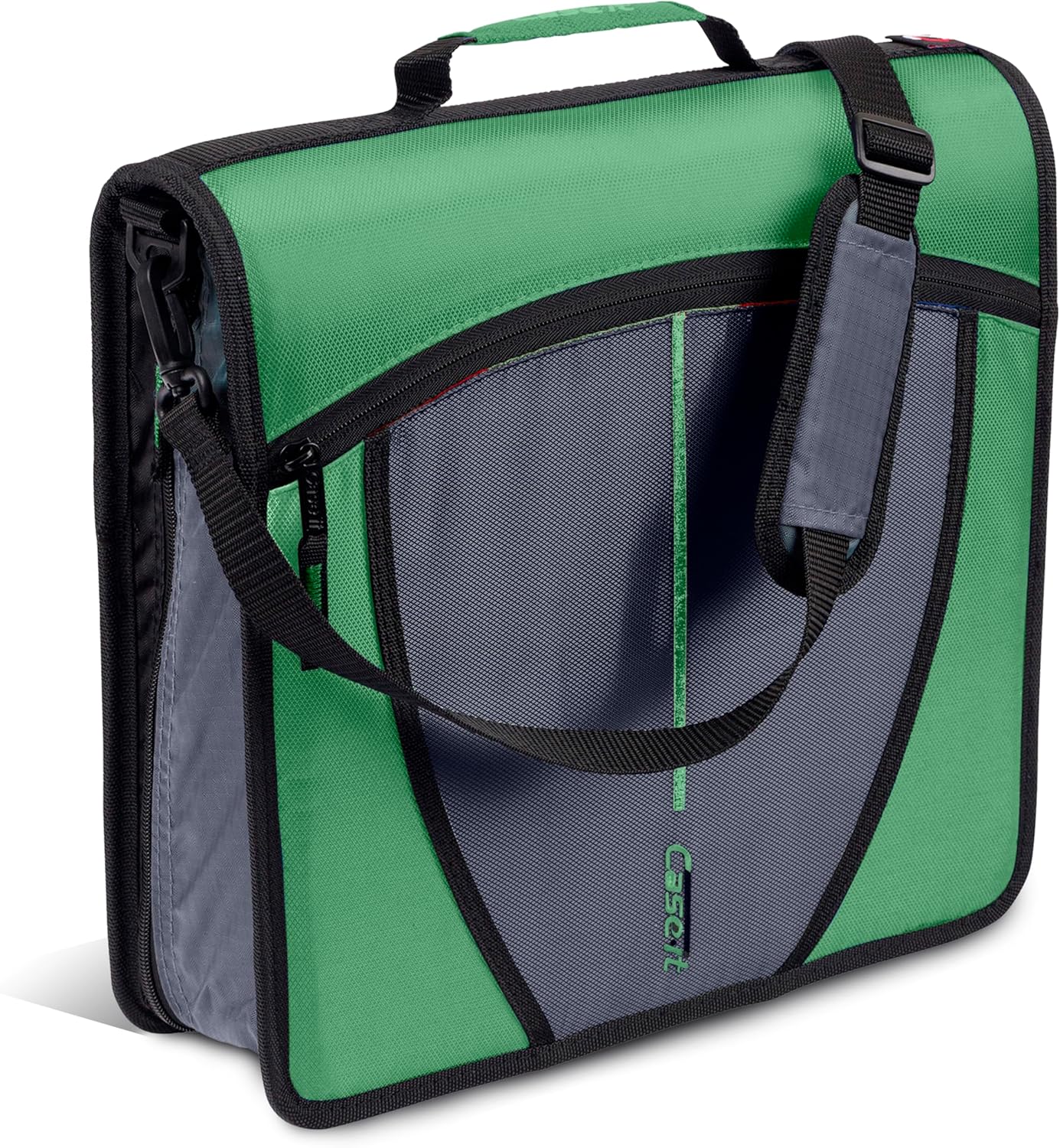 Case-it Mighty Zip Tab School Zipper Binder | 3-Inch O-Rings, 600-Sheet Capacity, 5-Subject Expanding File Folder, Multiple Pockets & Storage Organizer, Shoulder Strap | D-146 Jet Black
