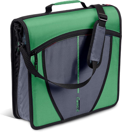 Case-it Mighty Zip Tab School Zipper Binder | 3-Inch O-Rings, 600-Sheet Capacity, 5-Subject Expanding File Folder, Multiple Pockets & Storage Organizer, Shoulder Strap | D-146 Jet Black