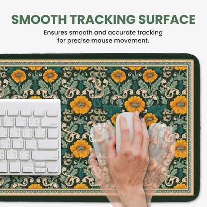 Large Mouse Pad for Desktop, Cute Desk Mat Pad Protector for Work & Gaming, Aesthetic Pretty Anti-Slip Laptop Blotter Cover for Office School Home Supplies, Wildflowers, 31.5" x 11.8"