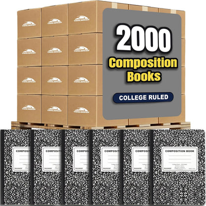 Trail maker Bulk Composition Notebooks (50 Pack), College Ruled Marble Cover, 200 Pages (100 Sheets), 9.75 x 7.5, Bulk School Supplies for Classroom, Office & School Donations