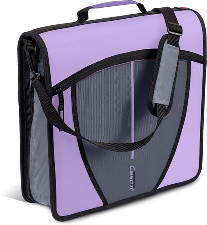 Case-it Mighty Zip Tab School Zipper Binder | 3-Inch O-Rings, 600-Sheet Capacity, 5-Subject Expanding File Folder, Multiple Pockets & Storage Organizer, Shoulder Strap | D-146 Jet Black