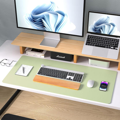 Aothia Leather Desk Pad Protector, Mouse Pad, Office Desk Mat, Non-Slip PU Leather Desk Blotter, Laptop Desk Pad, Waterproof Desk Writing Pad for Office and Home (Black,36" x 17") - Colors A