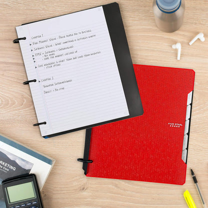 Five Star Flex Refillable Notebook + Study App 1 Inch O-Rings Binder with Pockets Tabs and Dividers, 220 Sheet Capacity, Includes 60 Sheets 8.5" x 11" College Ruled Paper, Prom Pink (293280R)