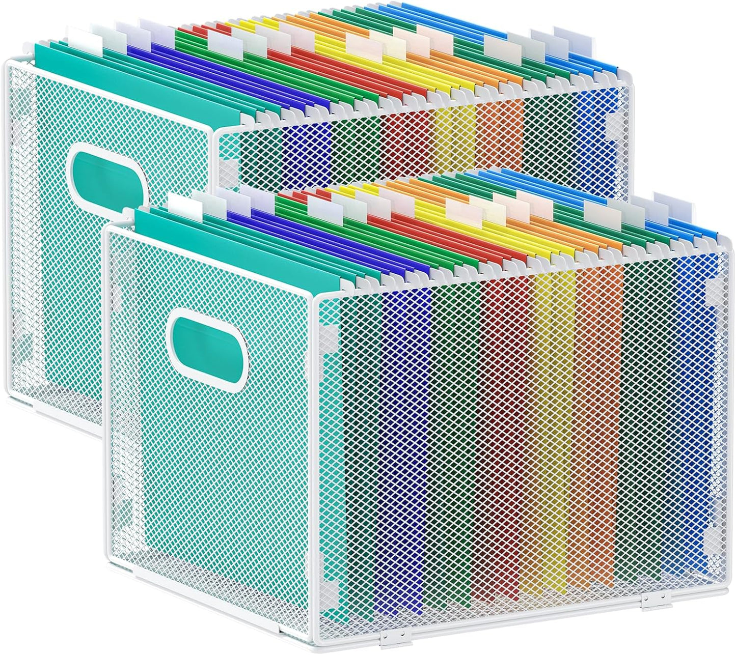 samstar 2 Pack Hanging File Organizer, Mesh File Folder Box Filing Box File Cabinet Organizer Storage Boxes, Letter Size
