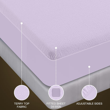 Twin Size Mattress Protector Waterproof, Premium 200 GSM Terry Mattress Cover, Soft & Breathable Bed Cover, Fitted Sheet Style Stretchable Deep Pockets 15" by Utopia Bedding (White)
