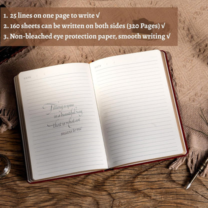 CAGIE 320 Pages Thick Hardcover Journaling Notebooks Vintage Leather Journal for Women Men A5 College Ruled Journals for Writing with Gift Box, 5.7 x 8.3 in, Blue