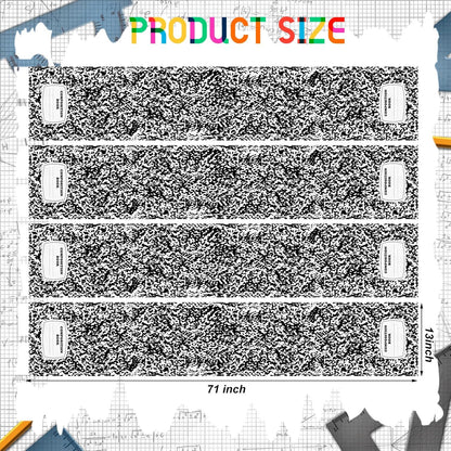 Breling 4 Pcs Preschool Graduation Decorations Table Runner Kindergarten Graduation Tablecloth Composition Pencil Crayon Ruler Notebook Table Runner for School Dining Room Classroom Party Decoration