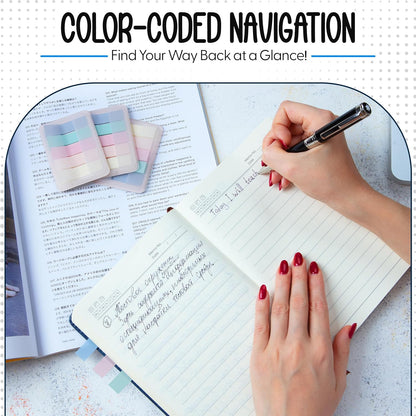 Essex Wares - 300 Pieces - Transparent Sticky Notes Tabs with Case - 5 Light Pastel Colors - 3 Cases - 1.8" x 0.4" - 60 Pieces - Pop Up Index Tabs - Book Flags for Annotating - Book Sticky Tabs