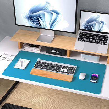 Aothia Non-Slip Waterproof PU Leather Desk Pad Protector for Mouse, Writing Desk, Office, Home, Laptop Blotter, 23.6" x 13.7", Black - Colors A