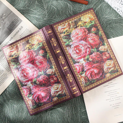 Hardcover Lined Journal - 224 Pages 100GSM Thick Paper A5 Notebook with Gilded Edges, Elegant Blue Damask Floral Pattern, Classic Aesthetic Diary for Women