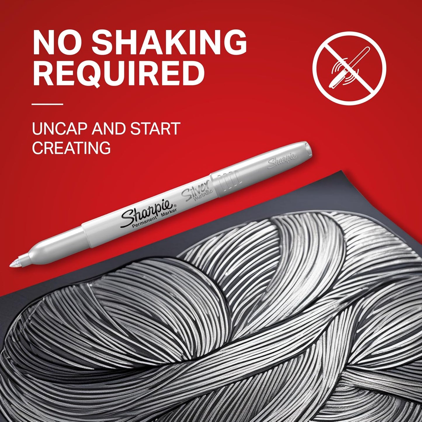 Sharpie Metallic Permanent Markers, Fine Point, Silver, 2 Count - For Black Paper or Dark Surfaces, Arts & Crafts, Posters