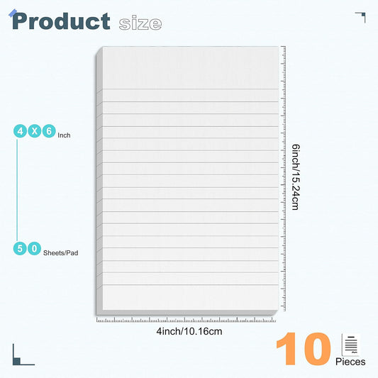 10 Pack Note Pads Small 4x6 Inch Lined Writing Memo Pads Refills Scratch Pads with 50 Sheets Each Pad Narrow Ruled Mini Pocket Notebook Writing Pads of Paper for Daily Work Planning and Organization