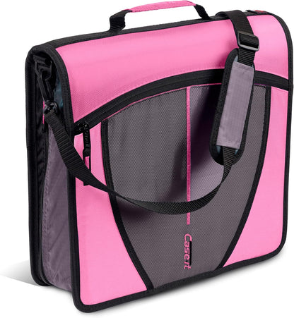 Case-it Mighty Zip Tab School Zipper Binder | 3-Inch O-Rings, 600-Sheet Capacity, 5-Subject Expanding File Folder, Multiple Pockets & Storage Organizer, Shoulder Strap | D-146 Jet Black