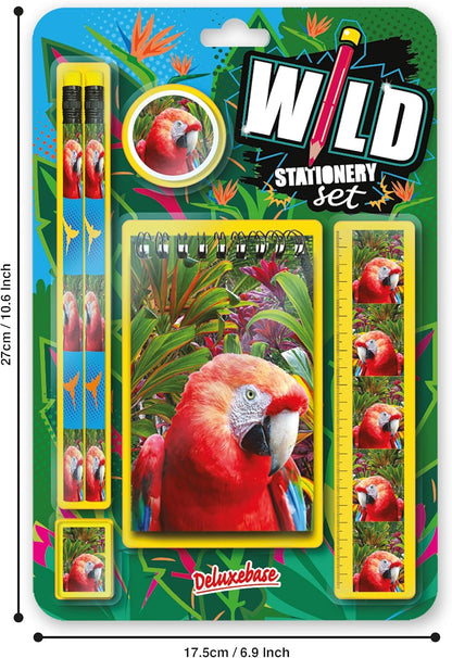 Deluxebase Wild Stationery Set - Dolphin from Animal Stationery Sets with 2 Pencils, Eraser, Pencil Sharpener, Ruler & Cute Notebook. Ideal Office Supplies, Desk Accessories & College Essentials.