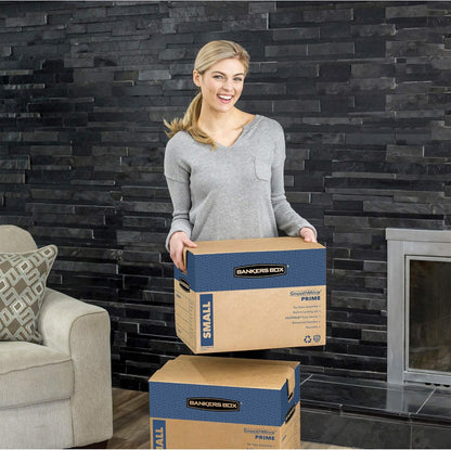 Bankers Box Large Prime Moving Box 6 Pack, Reinforced Handles, Tape-Free Assembly, Attached Lid, 18-in x 18-in x 24-in (0062904)
