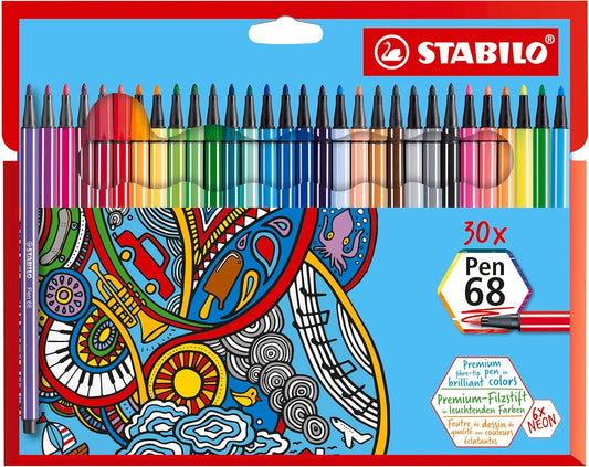 STABILO - Pen 68 - Premium Fibre-Tip Pen - Pack of 10 - Assorted colors