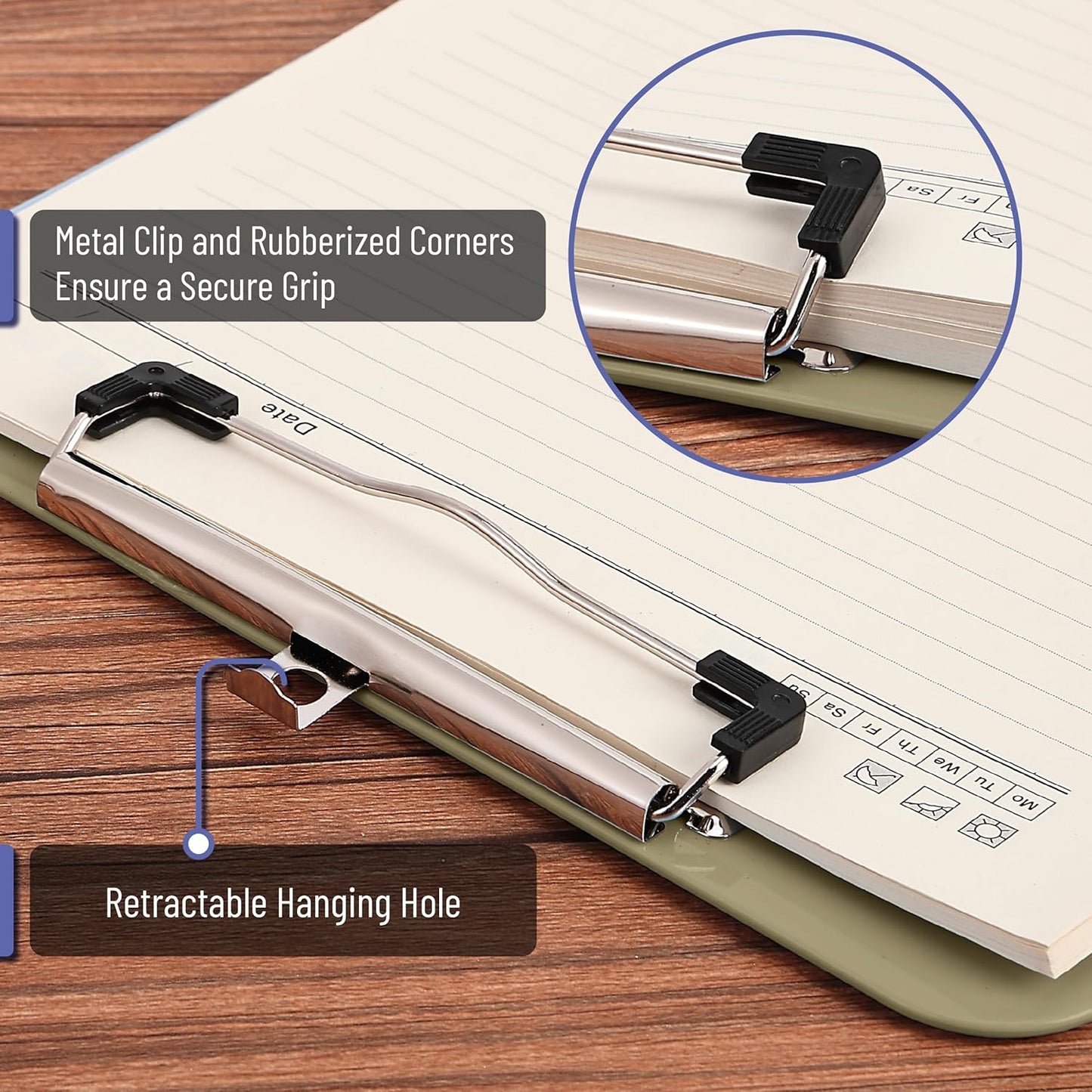 Mr. Pen- Plastic Clipboard, 12.5" x 9", 2 Pack, Clipboard Plastic, Low-Profile Metal Clip with Retractable Hanging Hole